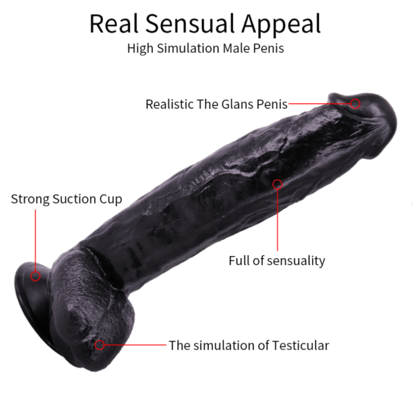 30 Cm Vantuzlu Damarlı Gerçekçi Dokulu Zenci Dildo