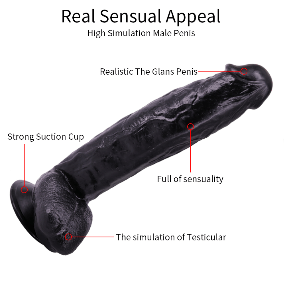 30 Cm Vantuzlu Damarlı Gerçekçi Dokulu Zenci Dildo