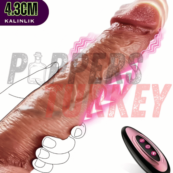 Uzaktan Kumandalı Titreşimli Isıtmalı İleri Geri Hareketli Melez Penis Vibratör 23 Cm